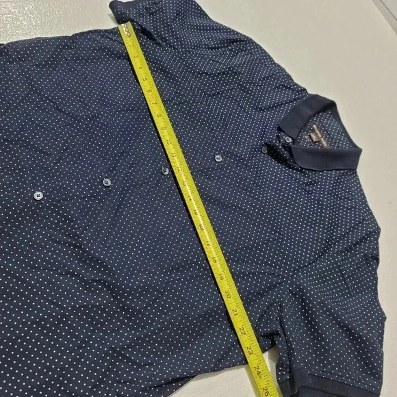 Michael Kors Mens Shirt Navy Blue Polka Dot Polo Button-Down Slim-Fit $89 XL - Picture 4 of 8